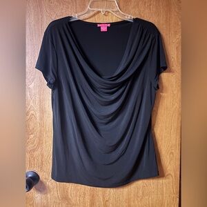 Sunny Leigh Black Drape Neck Blouse